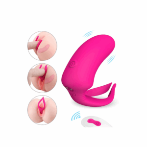 Vibrador de ponto G bifurcado e estimulador de clítoris em silicone com 10 modos de vibração, 3 motores e controle remoto sem fio